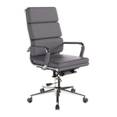 Nautilus Designs Avanti High Back Bonded Leather Executive Office Chair With Individual Back Cushions and Fixed Arms Grey - BCL/6003/GY DD